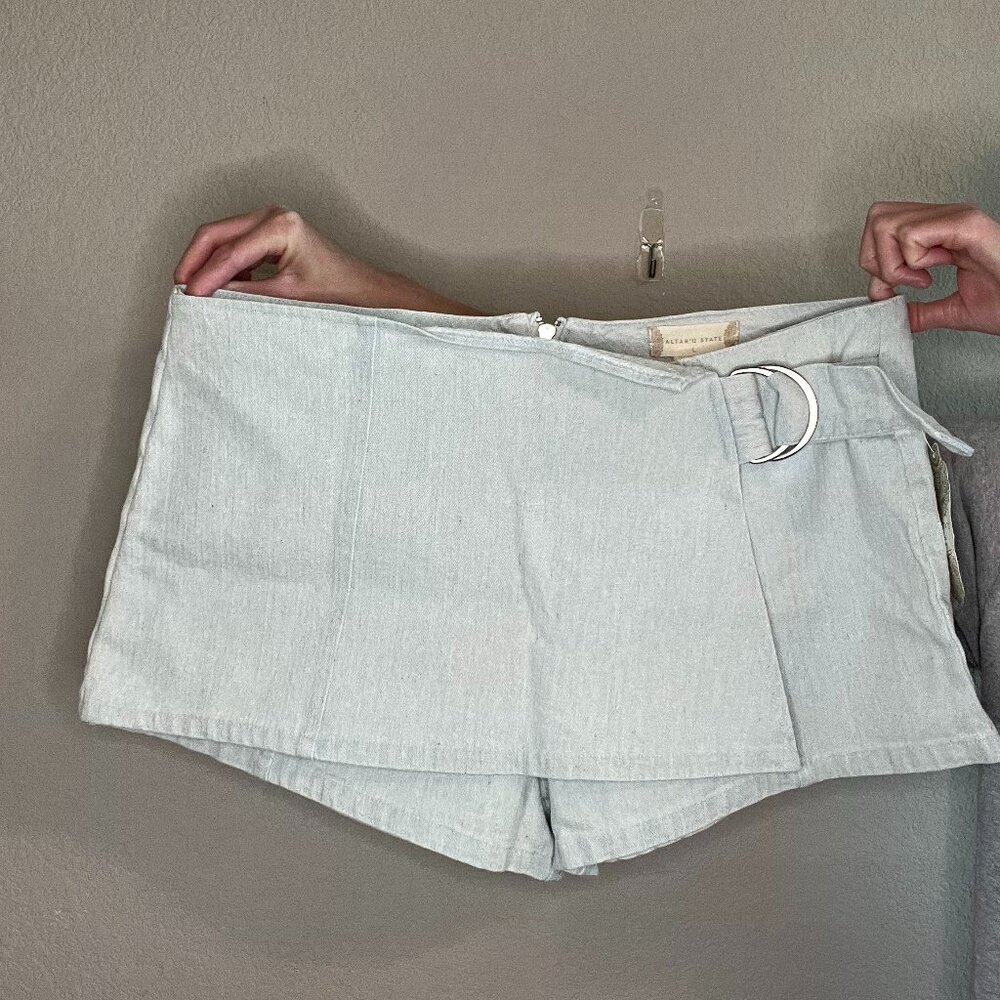 Altar'd State light wash denim skort